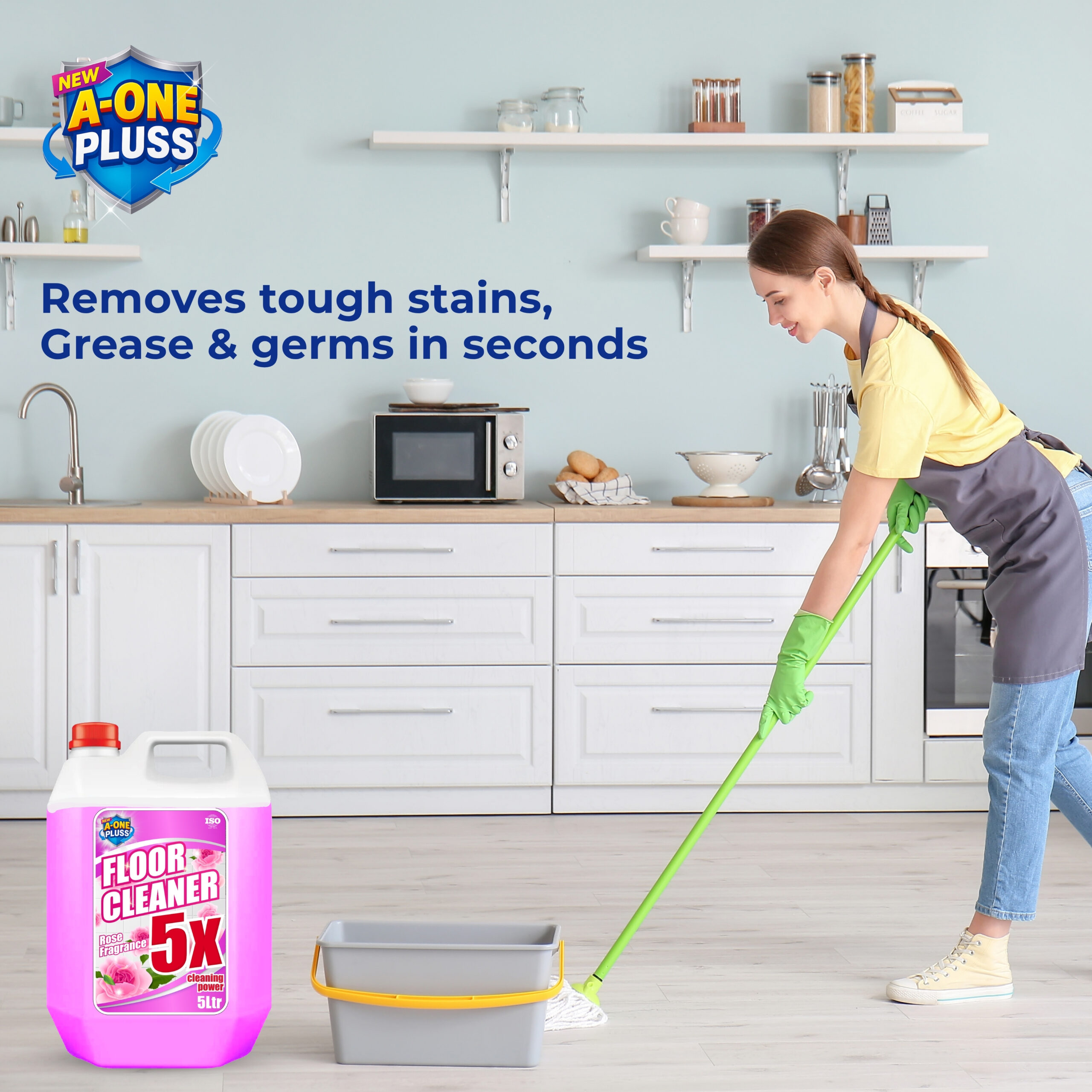 A-One Pluss Rose Fragrance Floor Cleaner – 5 Litre - Image 3
